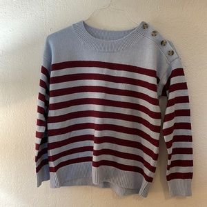 Loft blue and maroon striped sweater